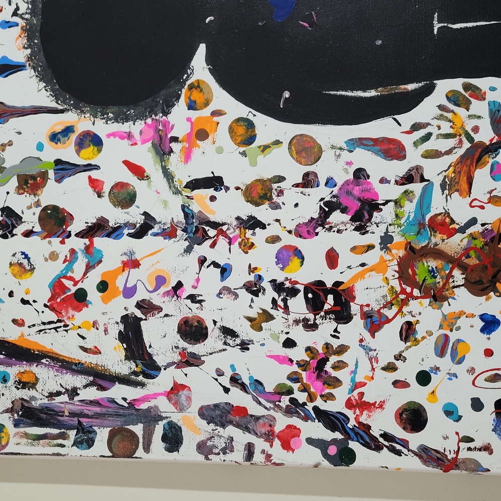 Abstract Art Canvas with Black Silhouette - Picture 3 of 7